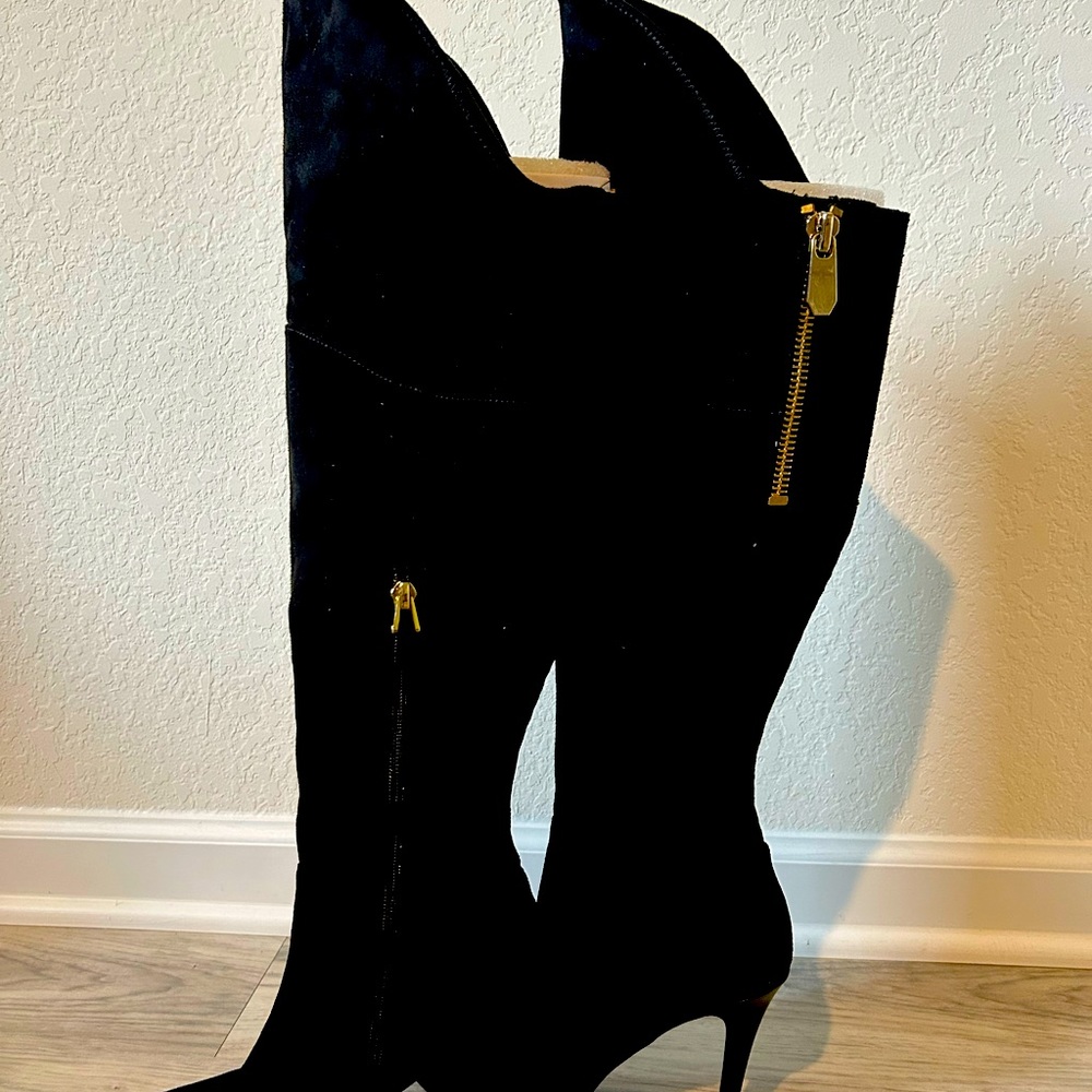 GUESS faux suede black over the knee boot.